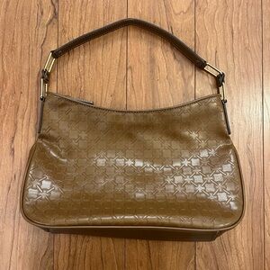 LIZ CLAIBORNE Villager Chocolate Brown Vegan Leather Purse Vintage Embossed